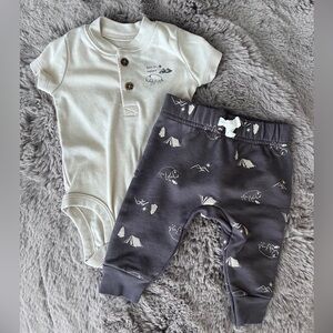 Carter's Beige Onesie and Pants with Animal Print